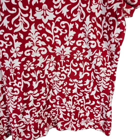 Jones New York Red and White Patterned Short Sleeve Tee - Picture 4 of 5